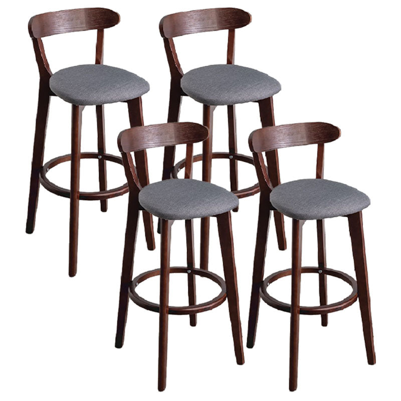 Contemporary Solid Wood Barstool Indoor Bar Stool with Low Back and Footrest