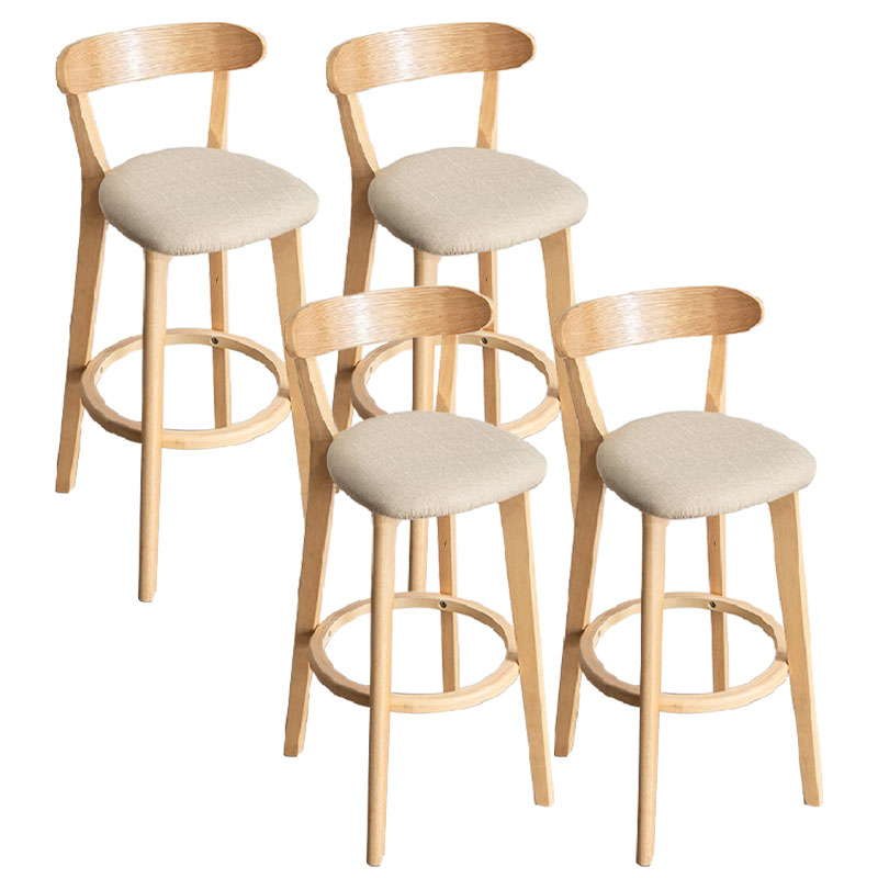 Contemporary Solid Wood Barstool Indoor Bar Stool with Low Back and Footrest