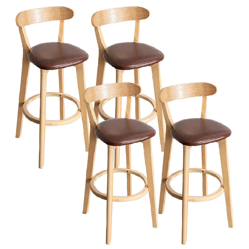 Contemporary Solid Wood Barstool Indoor Bar Stool with Low Back and Footrest