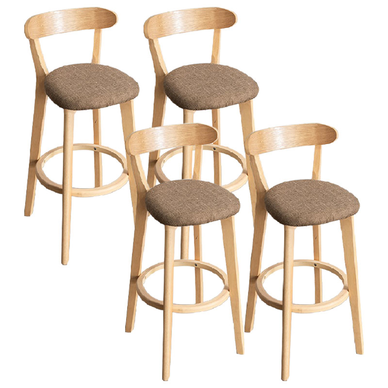 Contemporary Solid Wood Barstool Indoor Bar Stool with Low Back and Footrest