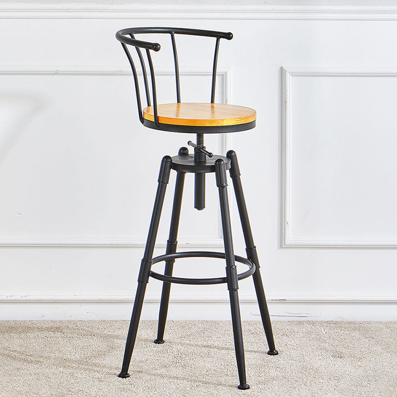 Barhocker im Industriestil, Metall, 4 Beine, runder Sitz, Barhocker für Küchenbar