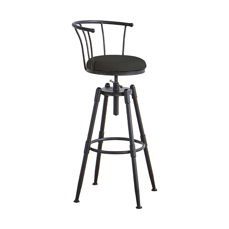 Barhocker im Industriestil, Metall, 4 Beine, runder Sitz, Barhocker für Küchenbar