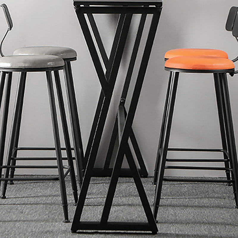 White Modern Style Rectangle Bar Table in Faux Marble and Metal Table Kitchen Bar Table