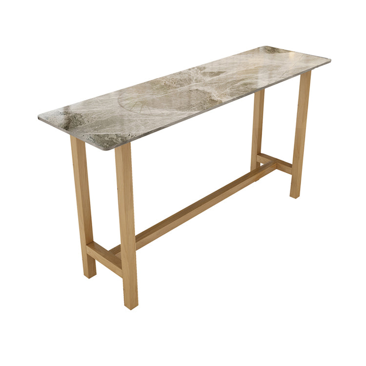 Modern Marble Counter Table with Rectangle Table Top Natural Trestle Table - 42" H