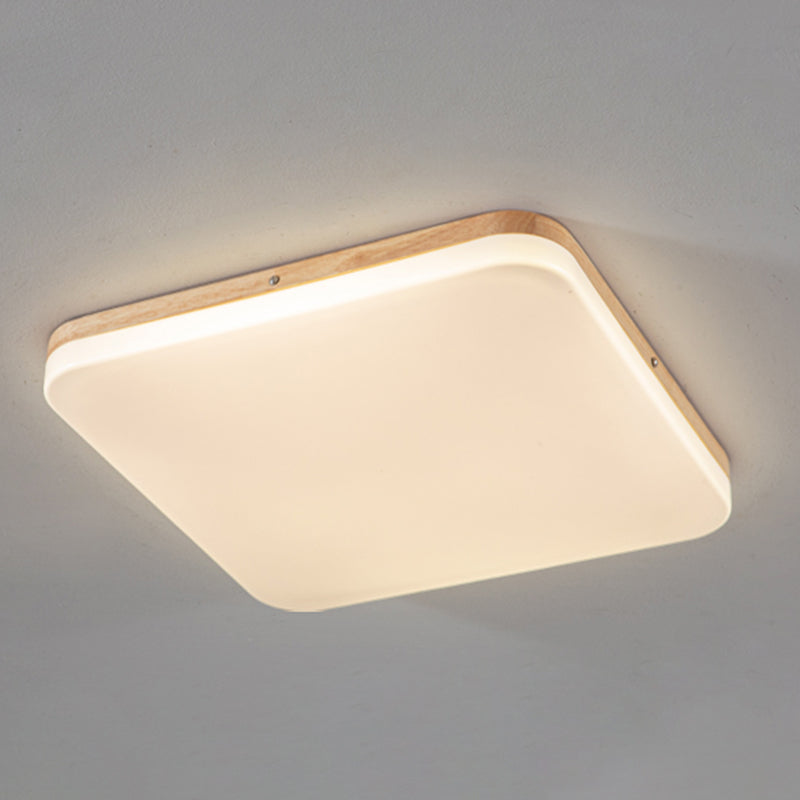 Geometry Shape LED Ceiling Lamp Modern Simple Style Wood 1 Light Flush Mount for Living Room