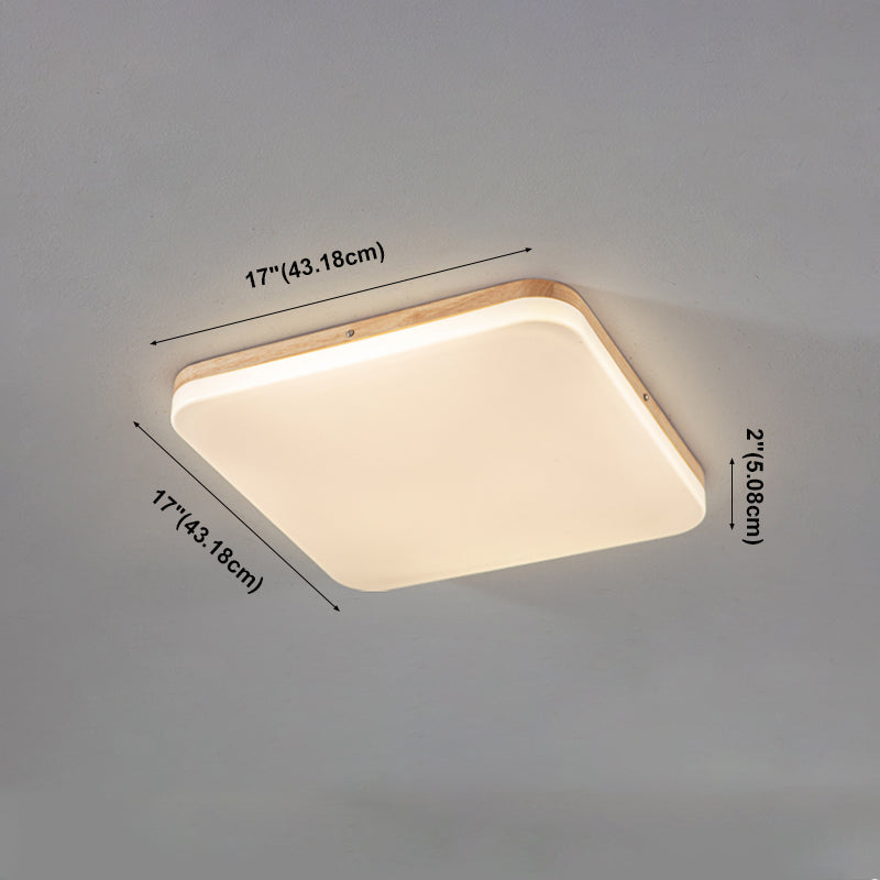 Geometry Shape LED Ceiling Lamp Modern Simple Style Wood 1 Light Flush Mount for Living Room