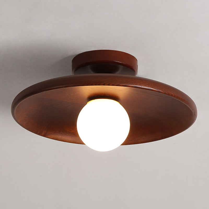 Geometrie Shape Plafond Lamp Modern Simple Style Wood 1 Licht Flush Mount voor Corridor Aisle