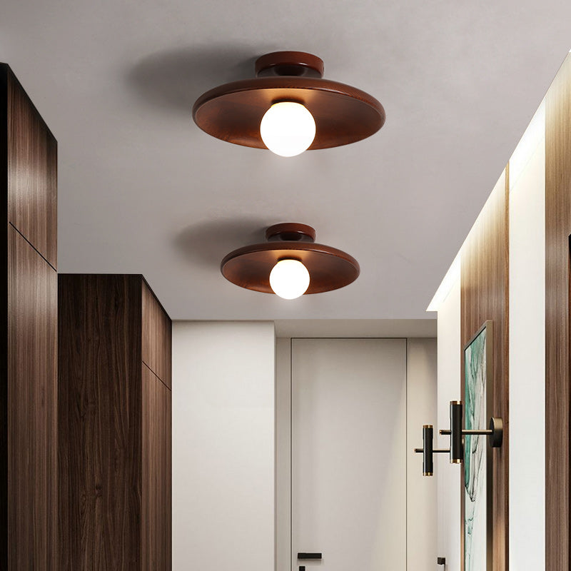 Geometrie Shape Plafond Lamp Modern Simple Style Wood 1 Licht Flush Mount voor Corridor Aisle