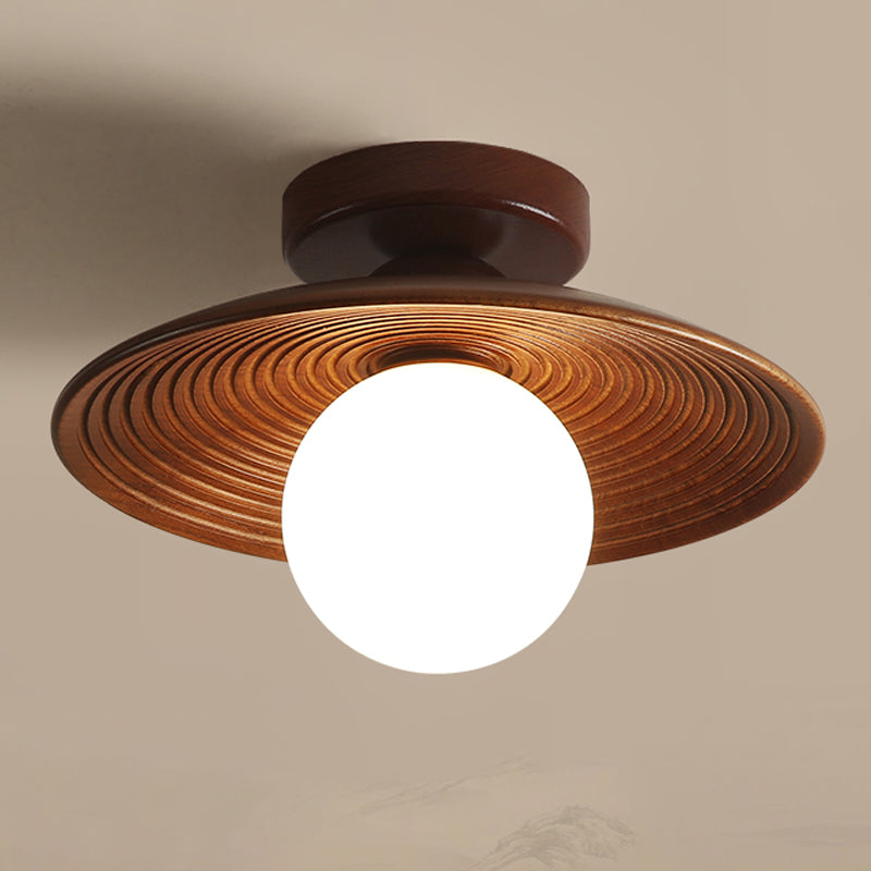 Geometry Shape Ceiling Lamp Modern Simple Style Wood 1 Light Flush Mount for Corridor Aisle