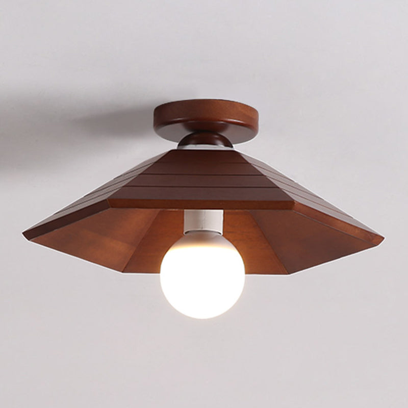 Geometrie Shape Plafond Lamp Modern Simple Style Wood 1 Licht Flush Mount voor Corridor Aisle