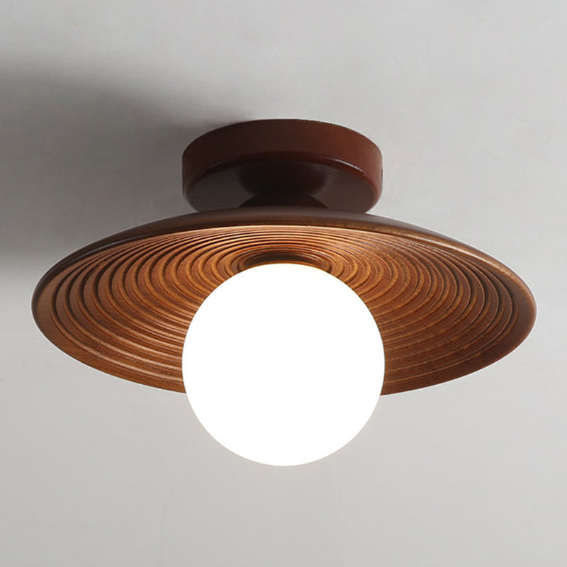 Geometry Shape Ceiling Lamp Modern Simple Style Wood 1 Light Flush Mount for Corridor Aisle