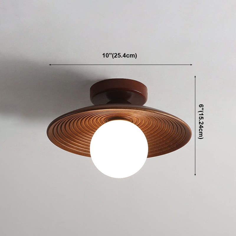 Geometrie Shape Plafond Lamp Modern Simple Style Wood 1 Licht Flush Mount voor Corridor Aisle