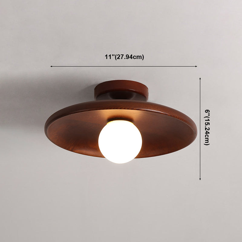 Geometry Shape Ceiling Lamp Modern Simple Style Wood 1 Light Flush Mount for Corridor Aisle