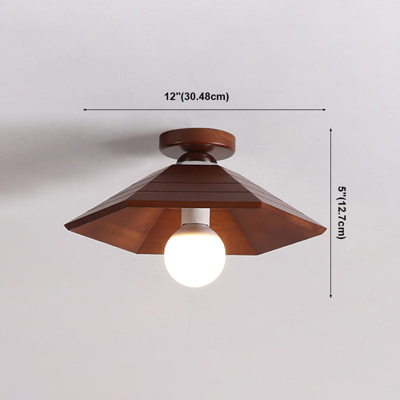 Geometrie Shape Plafond Lamp Modern Simple Style Wood 1 Licht Flush Mount voor Corridor Aisle