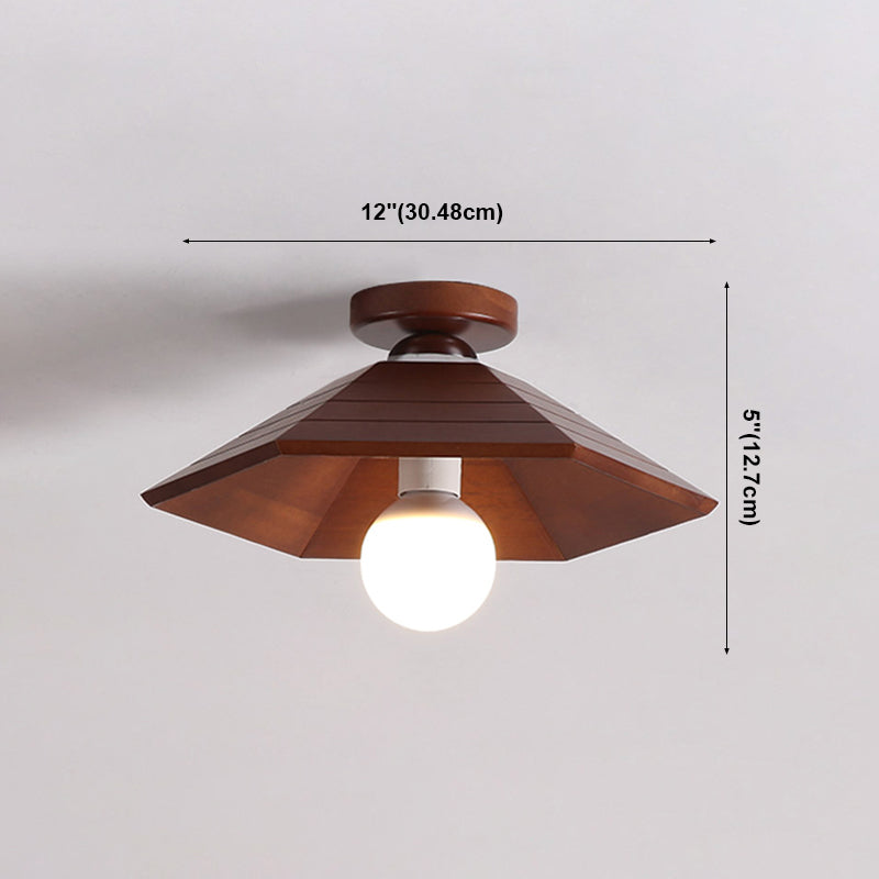 Geometry Shape Ceiling Lamp Modern Simple Style Wood 1 Light Flush Mount for Corridor Aisle