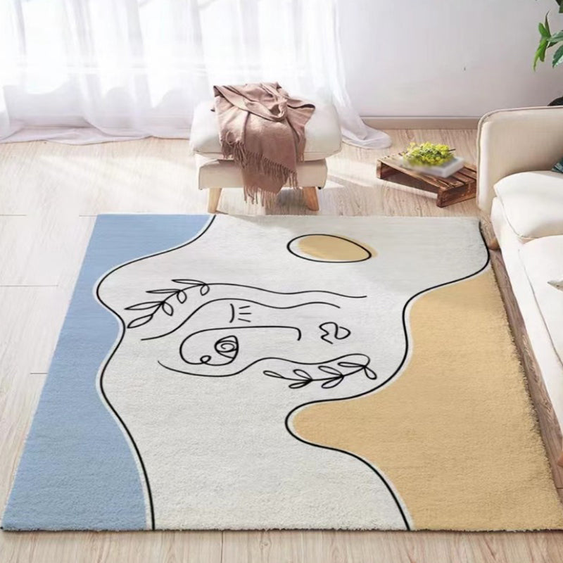 Orange Modern Rug Polyester Abstract Print Rug Stain Resistant Rug for Drawing Room