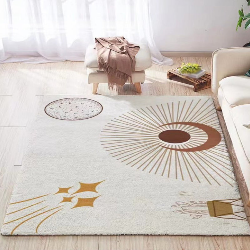 Orange Modern Rug Polyester Abstract Print Rug Stain Resistant Rug for Drawing Room