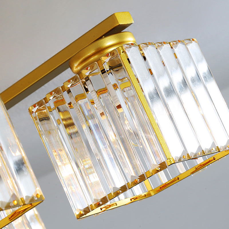 Plafonnier encastré en cristal contemporain avec luminaire cubique pour salon