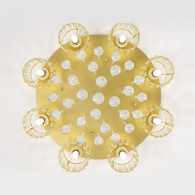 Contemporary Cylinder Flush Light Fixture Crystal Flushmount Lighting for Living Room