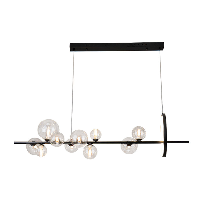 Contemporary Island Light Fixtures Sphere Glass Island Lights in Black