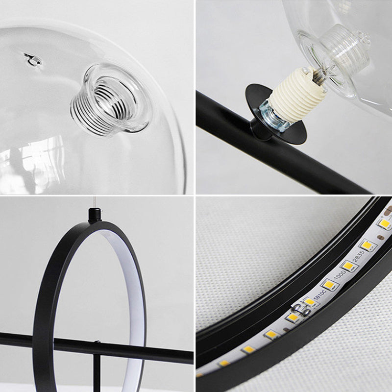 Luces de lámparas de la isla contemporánea Sphere Glass Island Lights en negro