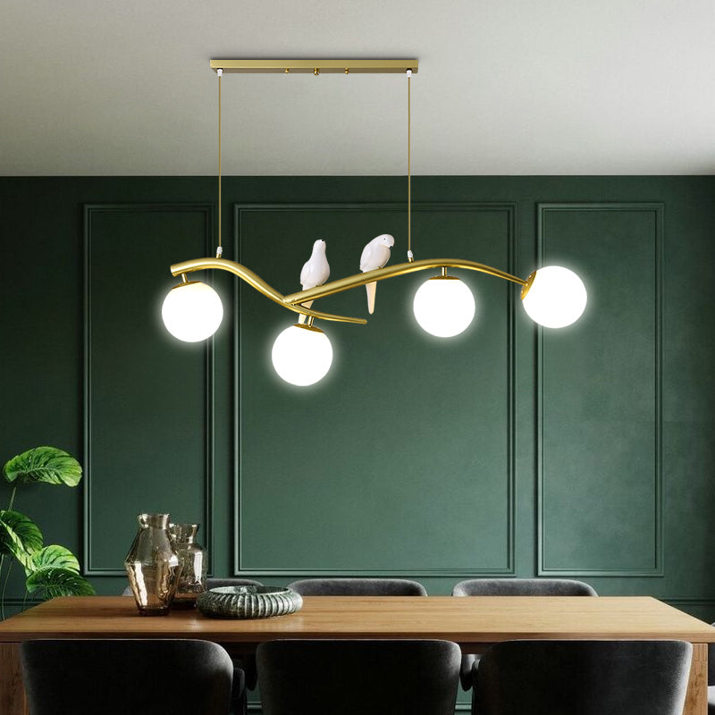 Contemporáneo de lámparas de la isla Sphere Glass 4 luces de la isla