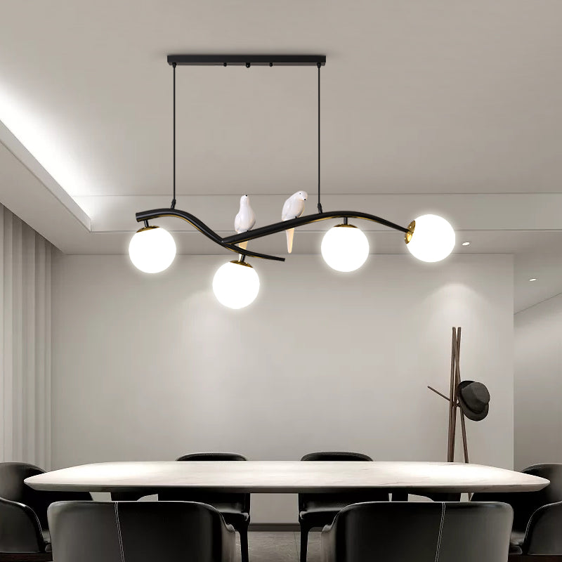 Contemporáneo de lámparas de la isla Sphere Glass 4 luces de la isla