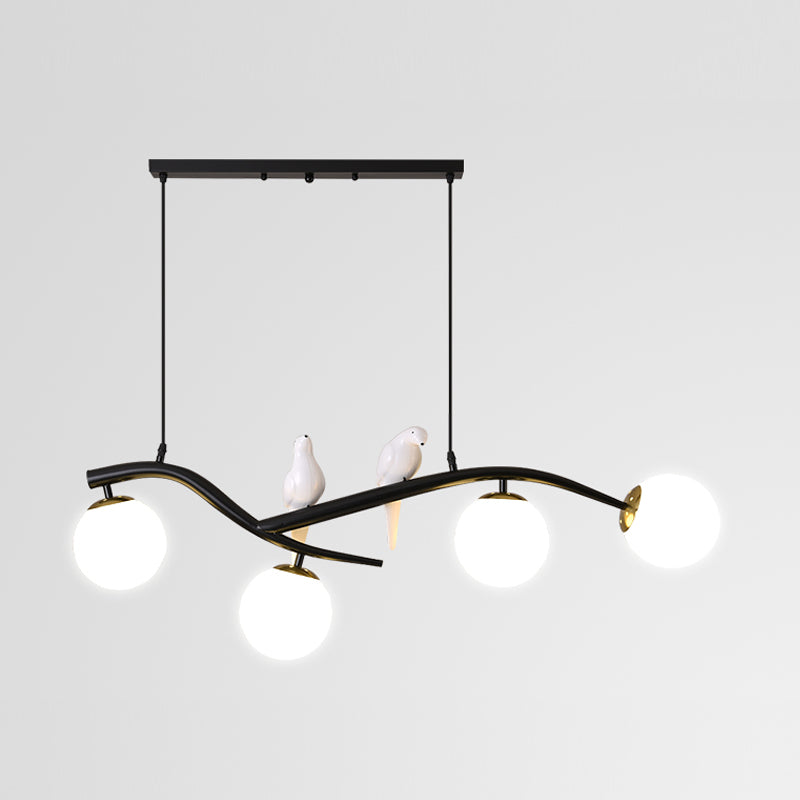 Contemporáneo de lámparas de la isla Sphere Glass 4 luces de la isla