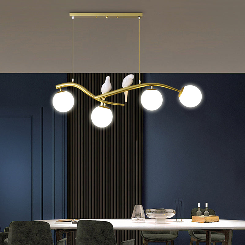 Contemporáneo de lámparas de la isla Sphere Glass 4 luces de la isla