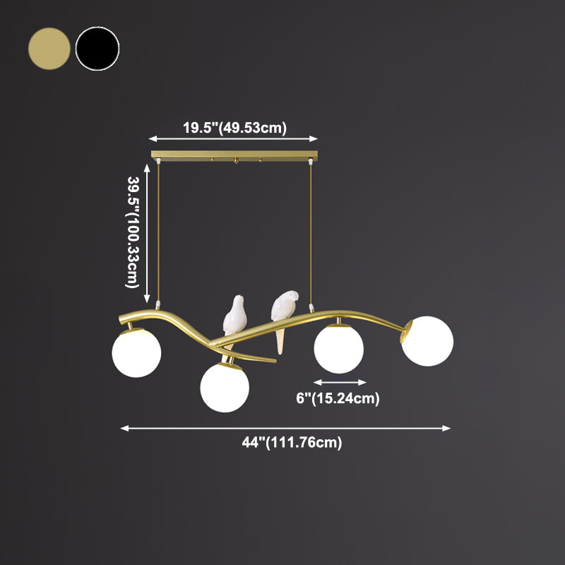 Contemporáneo de lámparas de la isla Sphere Glass 4 luces de la isla