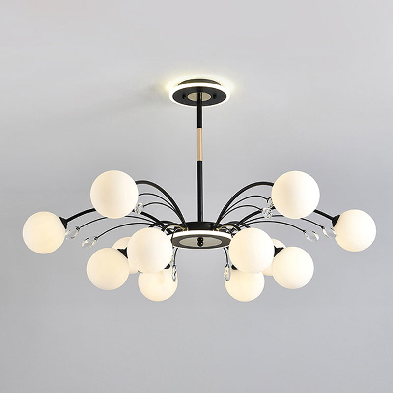 Spherical Ceiling Pendant Modern White Glass Hanging Lights for Living Room