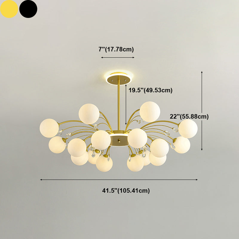 Spherical Ceiling Pendant Modern White Glass Hanging Lights for Living Room