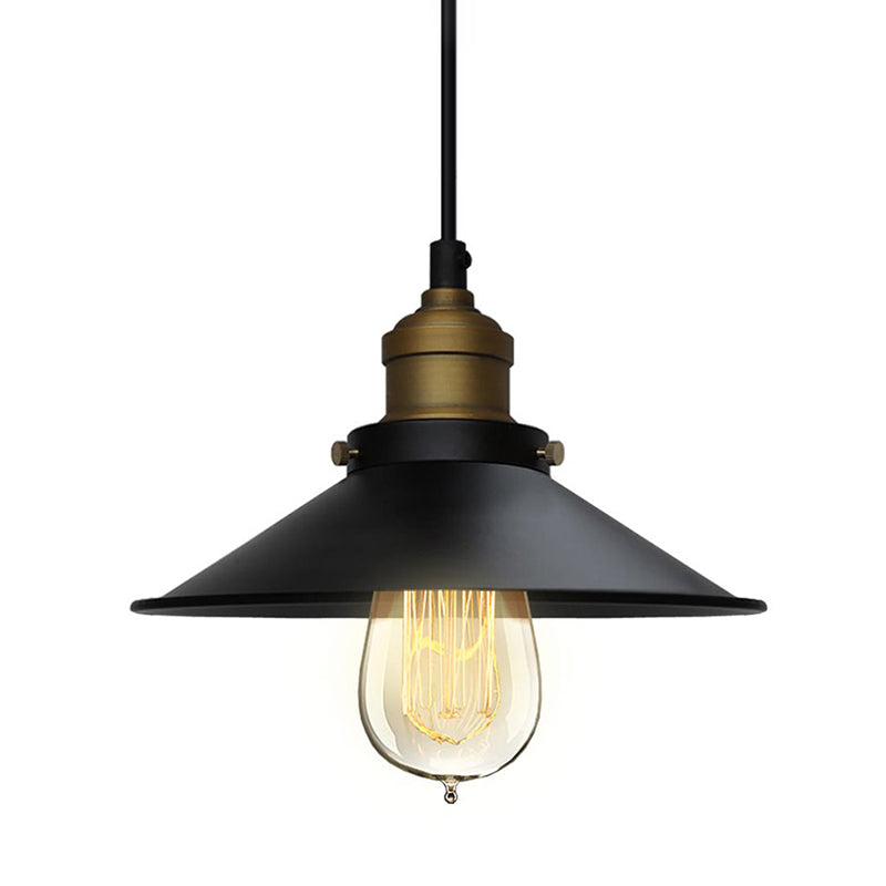 Black Industrial Pendant Light 1-Light Cone Hanging Ceiling Light for Dining Room