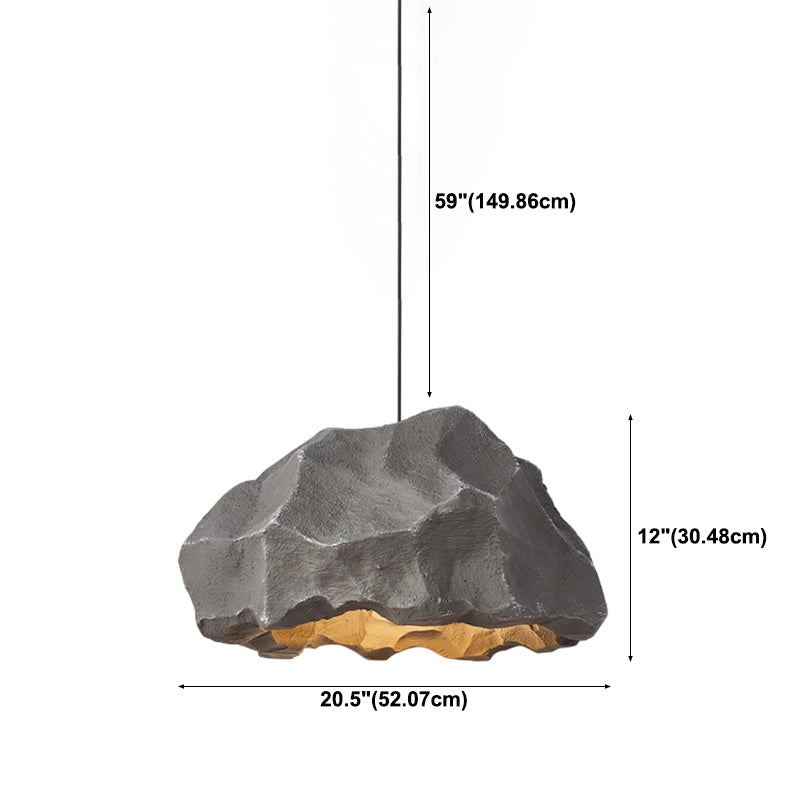 1-Light Rock Suspended Lighting Fixture Modern Pendant Light Kit for Dining Room