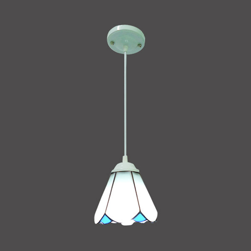 Art Glass Suspension Pendant Light Tiffany Bowl Hanging Pendant for Dining Room