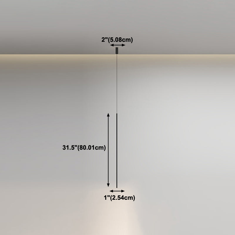 Style moderne linéaire pendant en métal à 1 lumière pour chambre à coucher