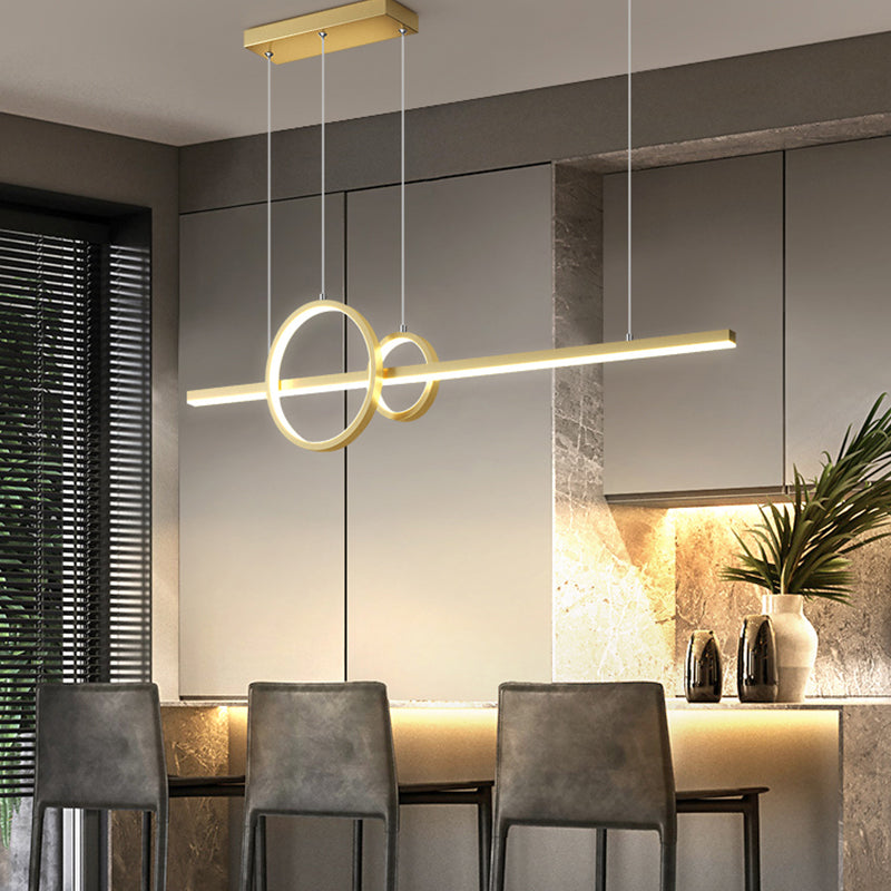 Modern Metal Island Light Fixture Geometry 3-Light LED Hanging Lamp with Acrylic Shade