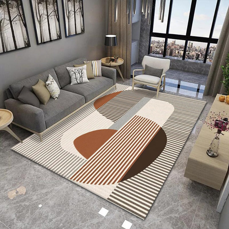Orange Modern Rug Polyester Graphic Area Rug Washable Rug for Home Decor