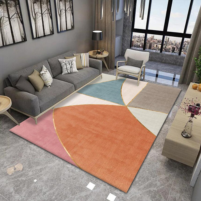Orange Modern Rug Polyester Graphic Area Rug Washable Rug for Home Decor