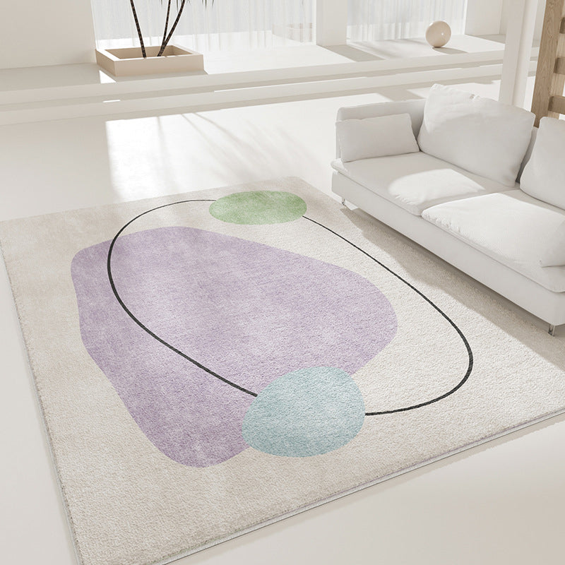 Purple Casual Rug Polyester Color Block Rug Drawing Rug for Living Room