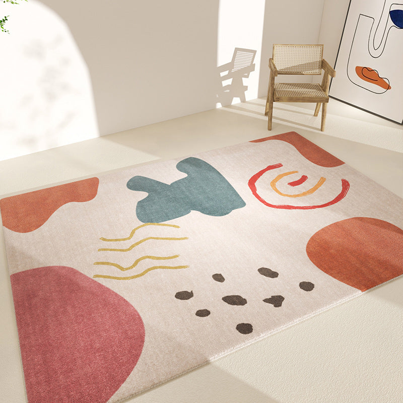 Purple Casual Rug Polyester Color Block Rug Drawing Rug for Living Room