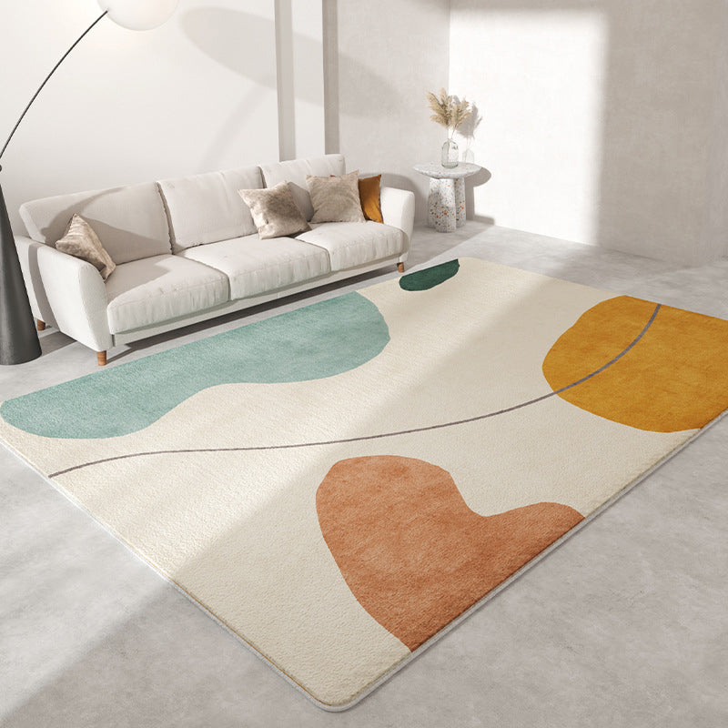 Purple Casual Rug Polyester Color Block Rug Drawing Rug for Living Room
