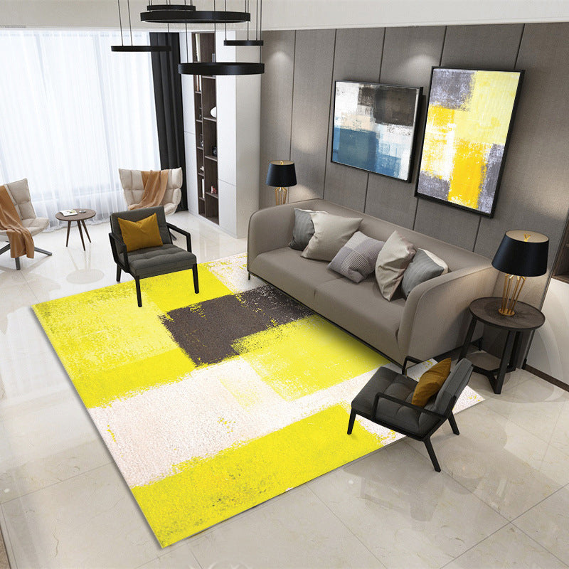 White Modern Rug Polyester Graphic Indoor Rug Washable Area Rug for Home Decoration