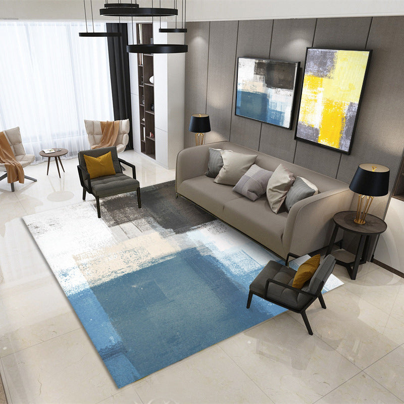White Modern Rug Polyester Graphic Indoor Rug Washable Area Rug for Home Decoration
