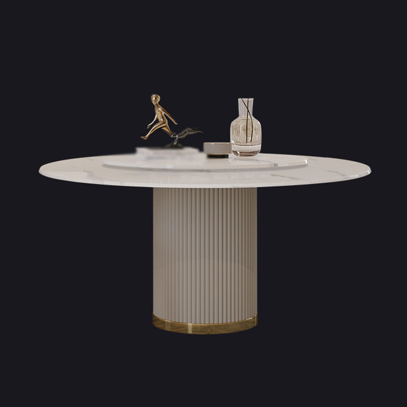 Modern 1/4/5/7 Pieces Round Dining Set Sintered Stone Dining Table Set with Leather Chairs