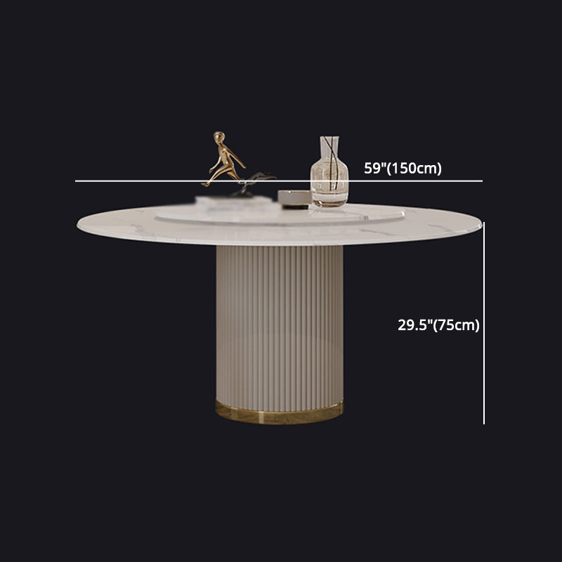 Modern 1/4/5/7 Pieces Round Dining Set Sintered Stone Dining Table Set with Leather Chairs