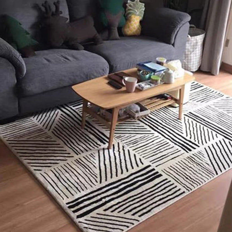 Gray Modern Rug Polyester Irregular Fringe Rug Washable Rug for Living Room