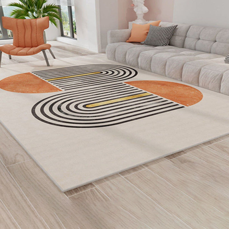 Gray Modern Rug Polyester Irregular Fringe Rug Washable Rug for Living Room