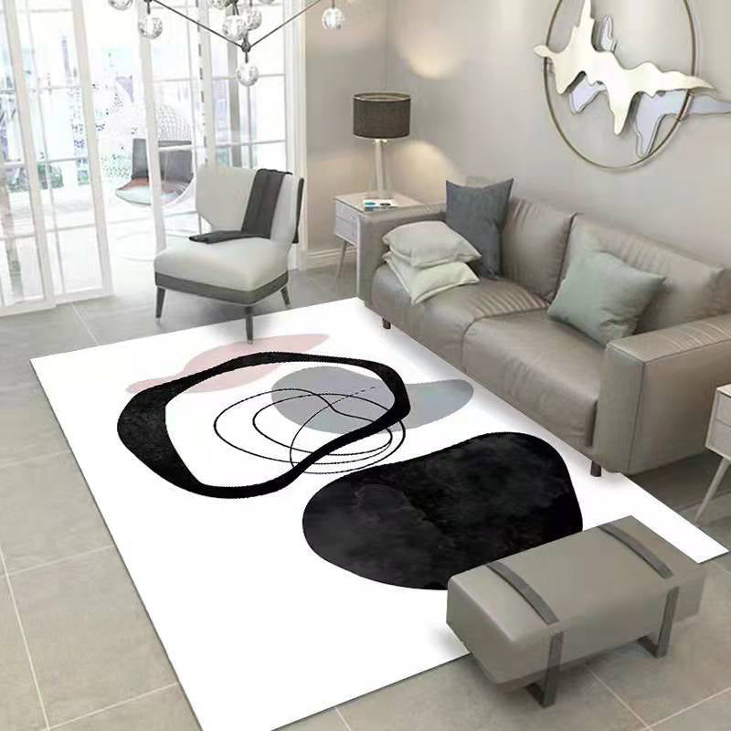 White Modern Rug Polyester Plant Rug Washable Rug for Living Room