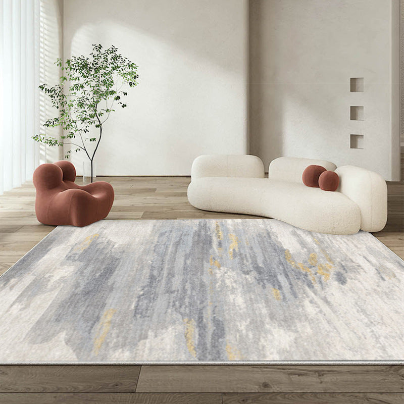Gray Modern Rug Polyester Simple Rug Non-Slip Backing Rug for Drawing Room